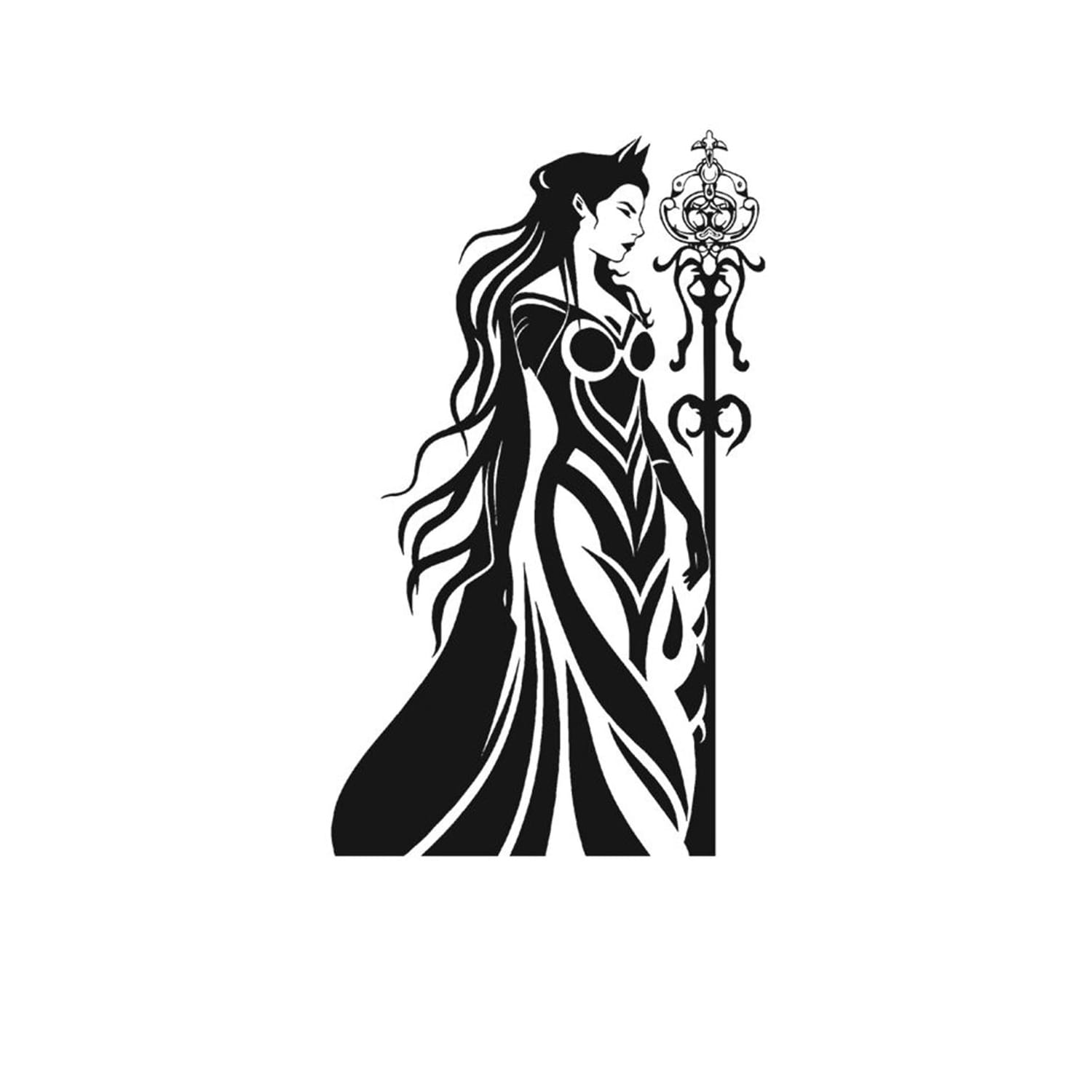 Long-Haired Woman Holding A Scepter - K344