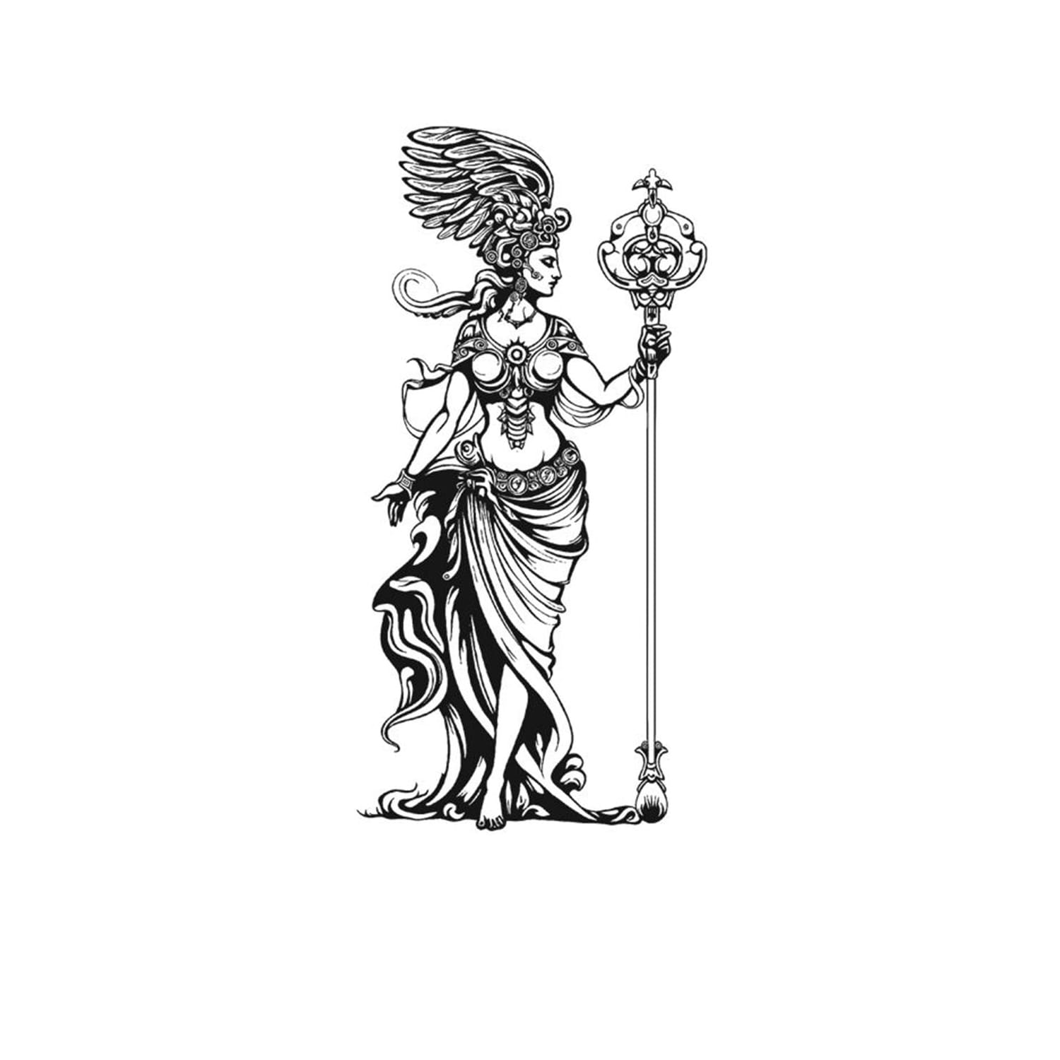 Woman With Wings On Her Head Holding A Scepter - K350