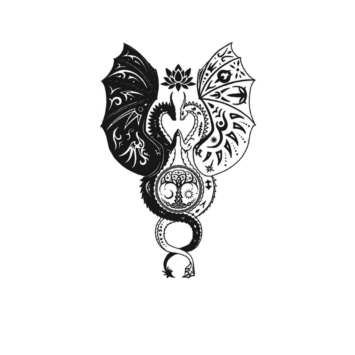 Black White Dragon Fusion Pattern - K364