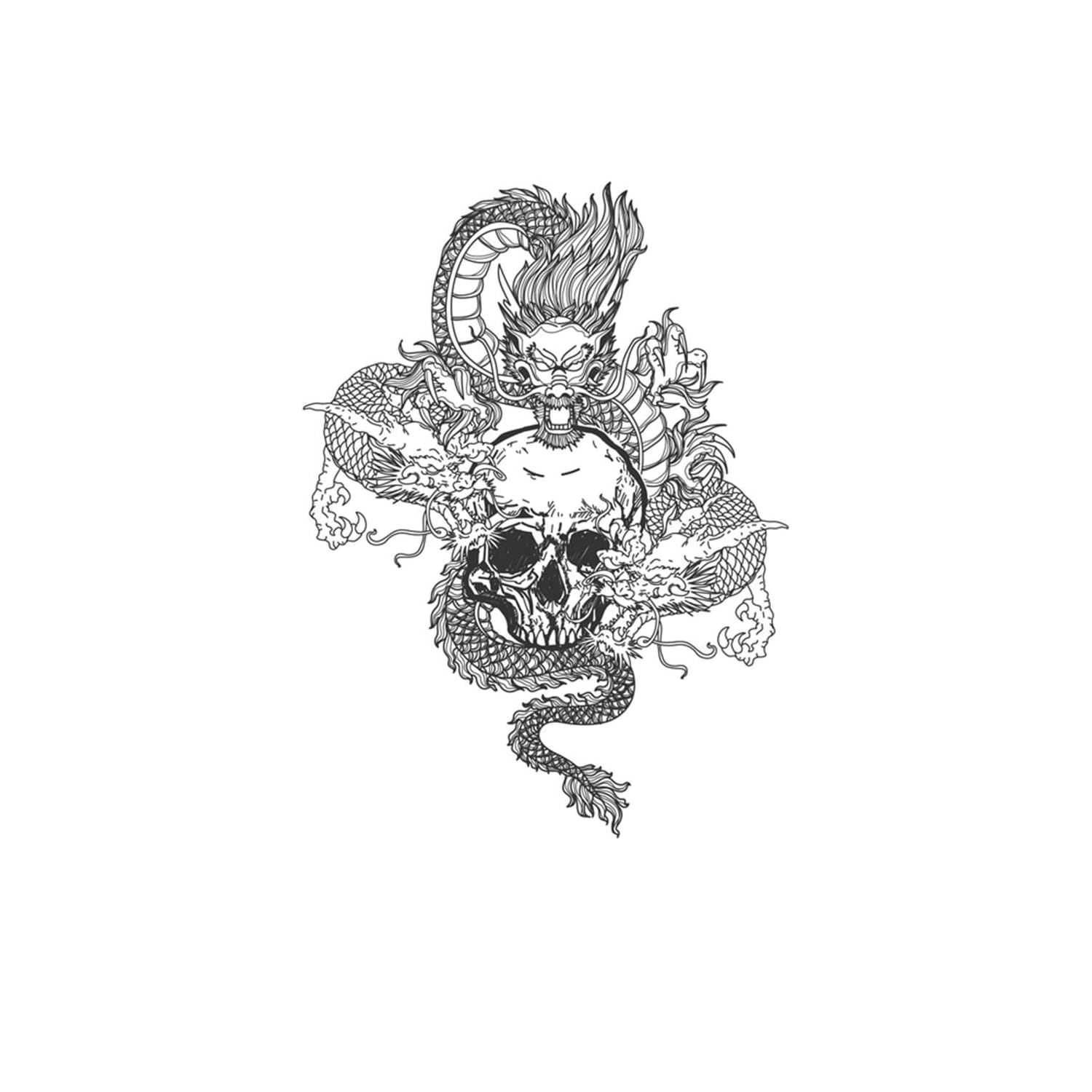 Three-Headed Dragon With Skull - K598