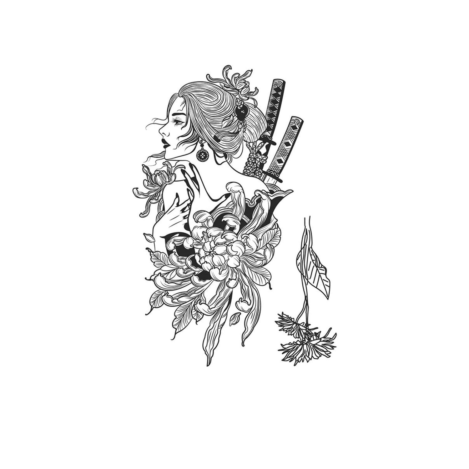 Woman With Two Knives On Her Back - K455